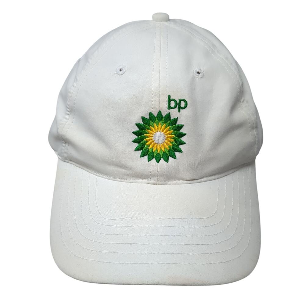 BP Slideback Hat White One Size Embroidered Logo Adjustable 6 Panel